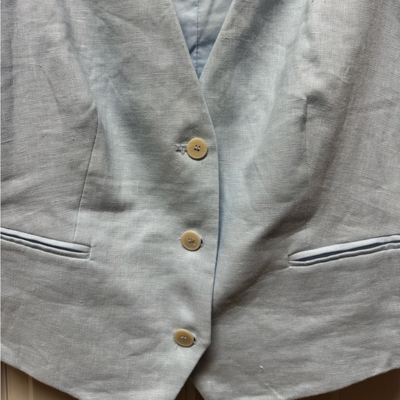 Mango Linen Light Blue Sleeveless Vest - Picture 4 of 8